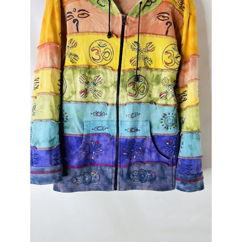 Rising International Rainbow Patchwork Hooded Swe… - image 5